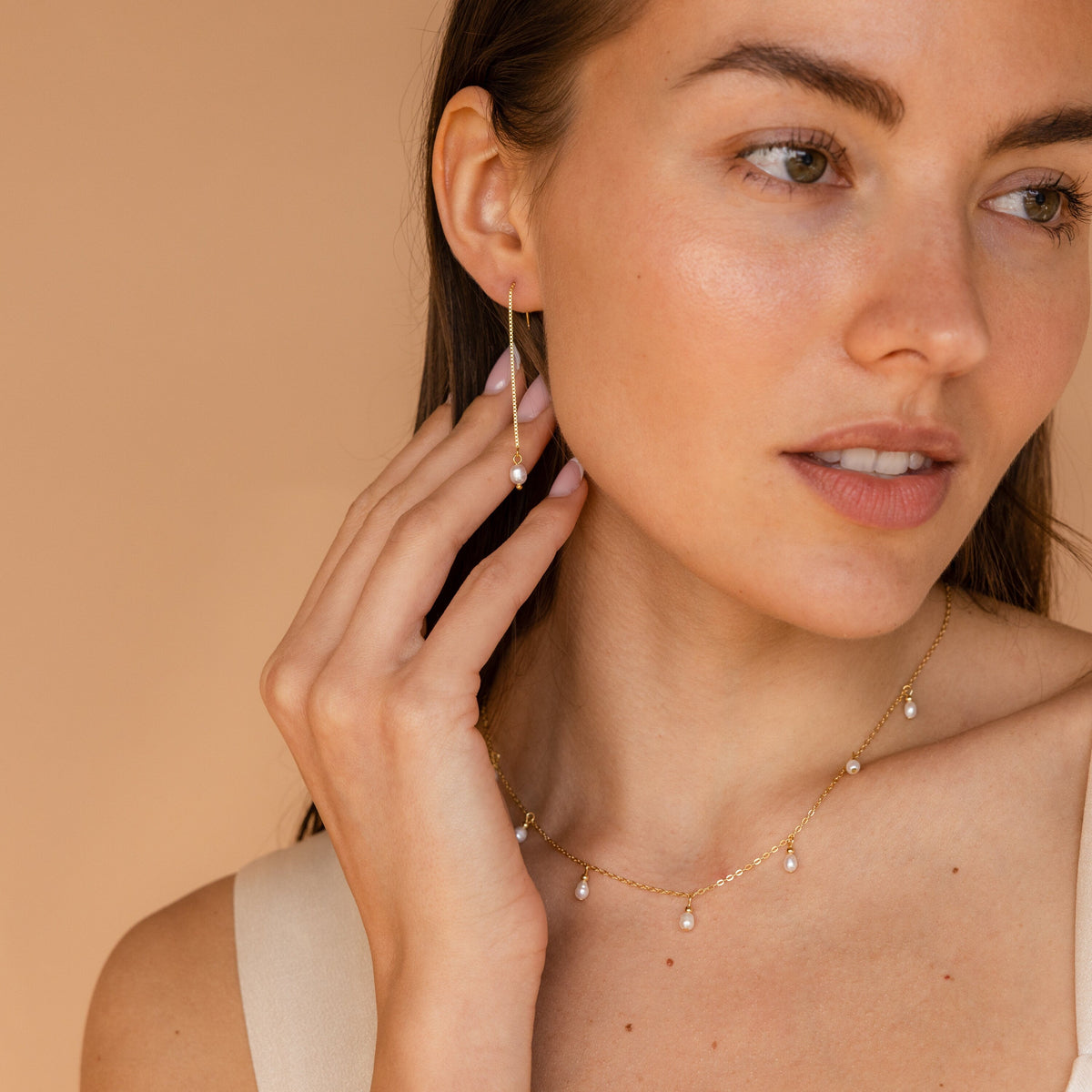 Pearl threader earrings