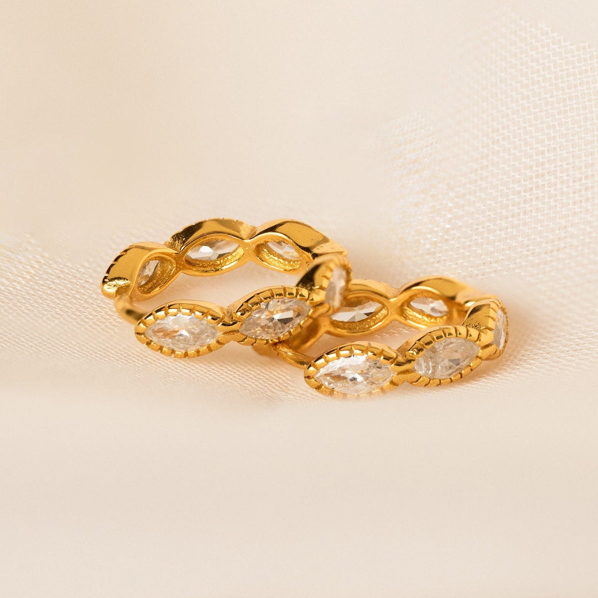 Marquise inlay huggies