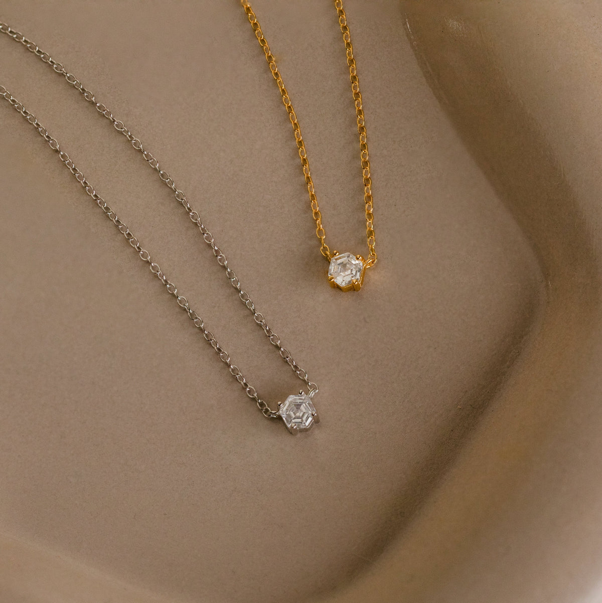 Hexagon diamond necklace