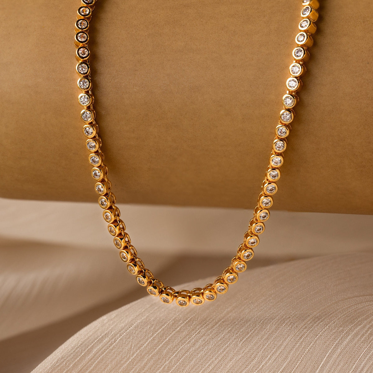 Diamond bezel tennis necklace