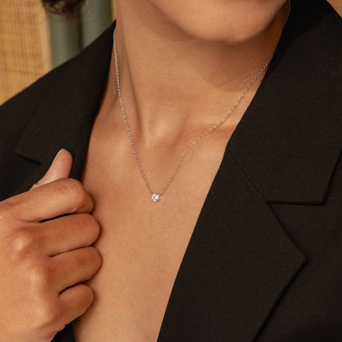 Hexagon diamond necklace