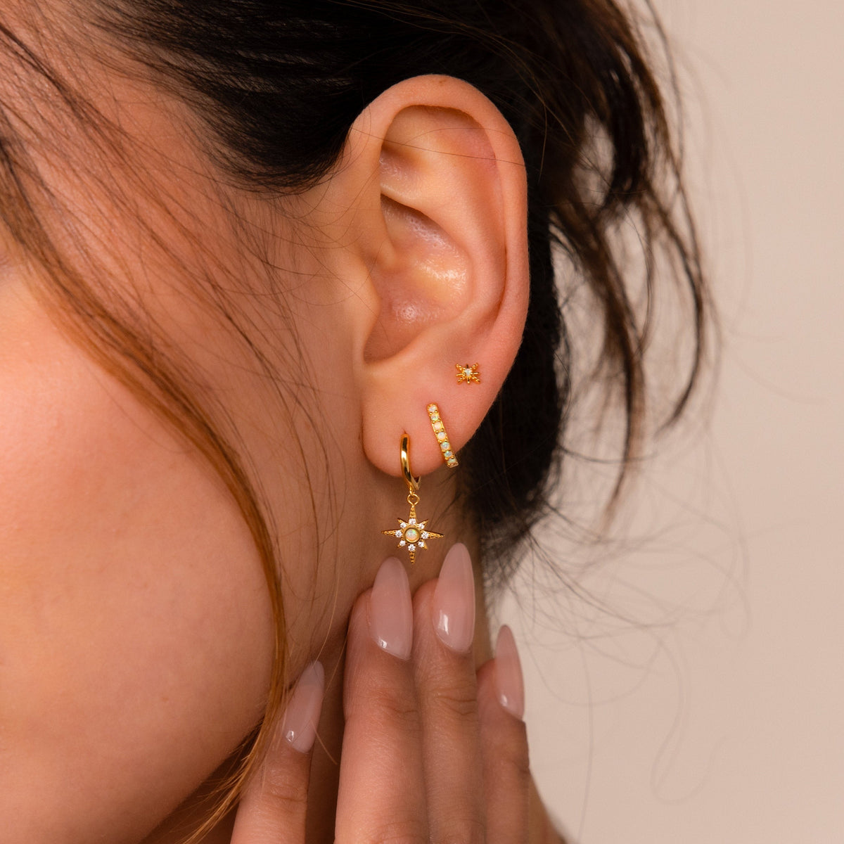 Opal starburst earrings set