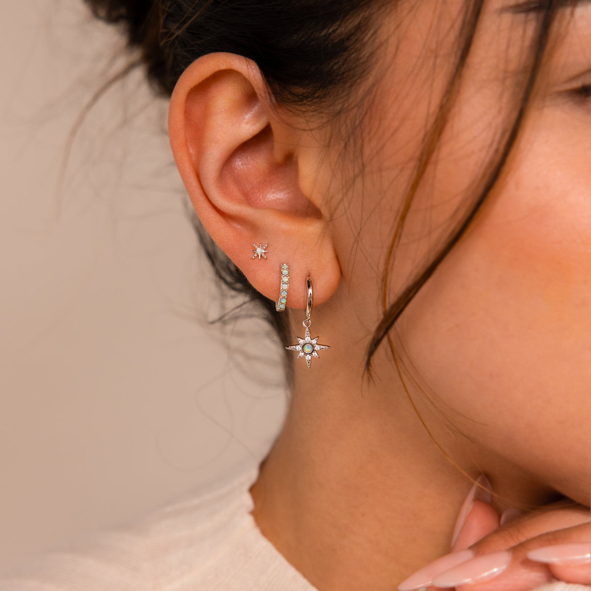 Opal starburst earrings set