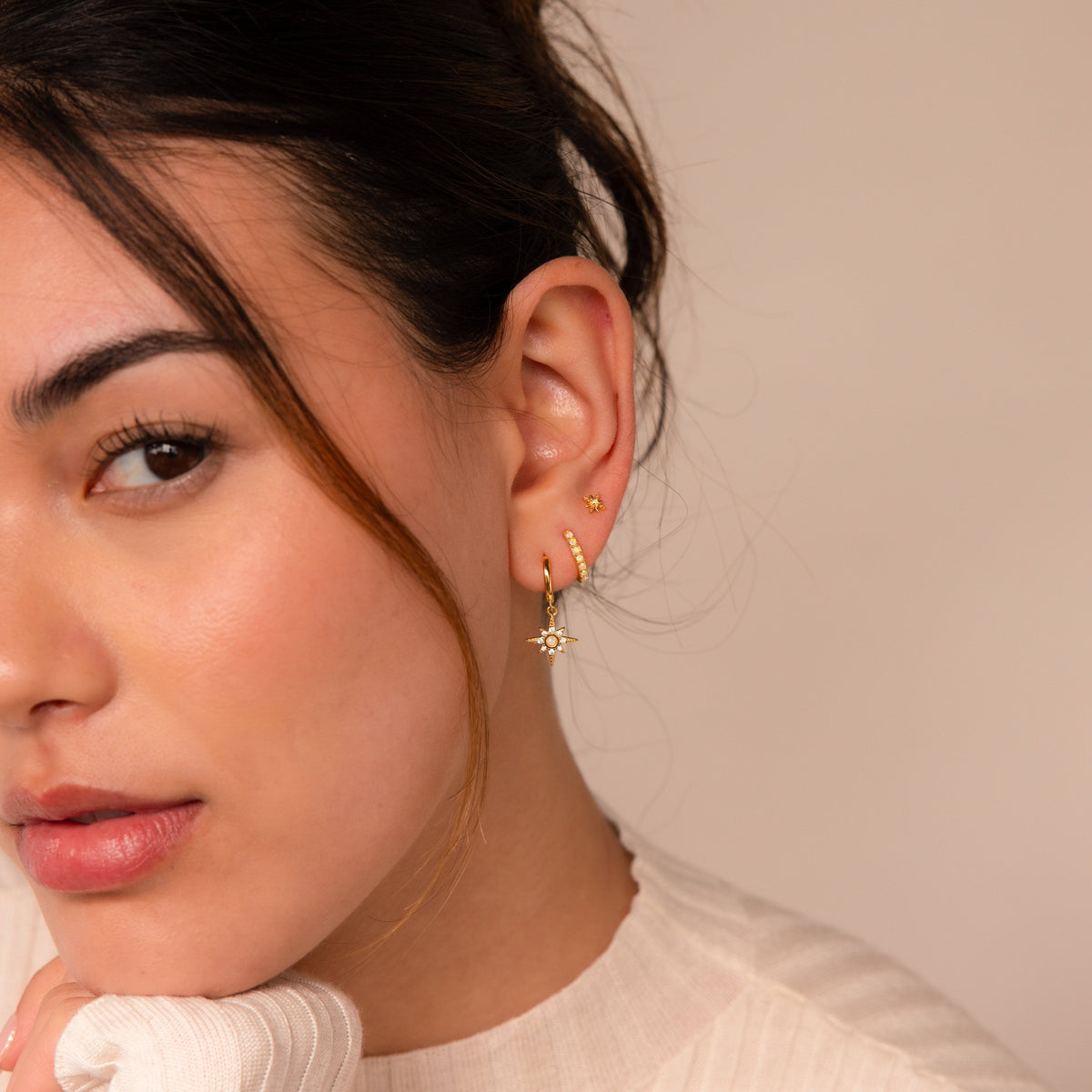 Opal starburst earrings set