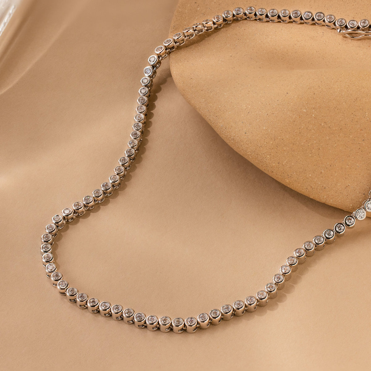 Diamond bezel tennis necklace