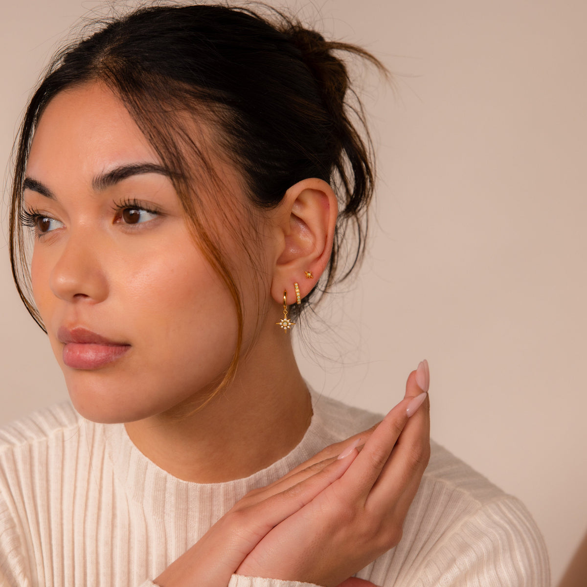 Opal starburst earrings set