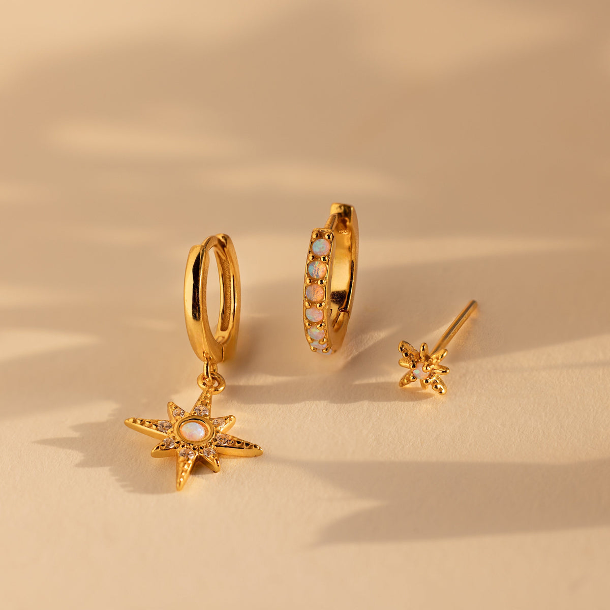 Opal starburst earrings set