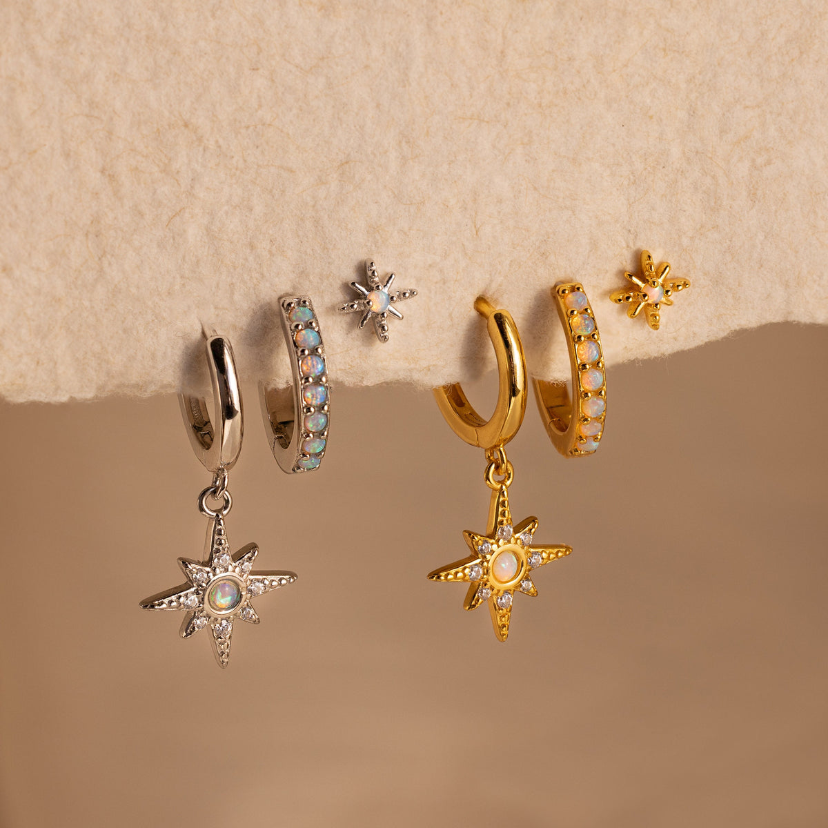 Opal starburst earrings set