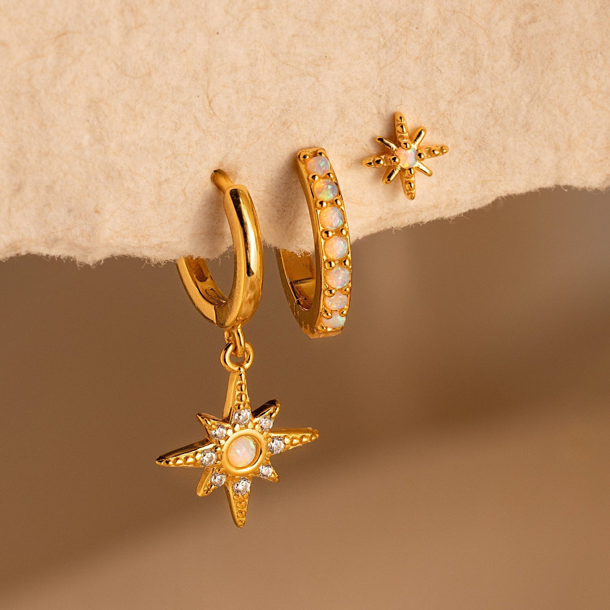 Opal starburst earrings set
