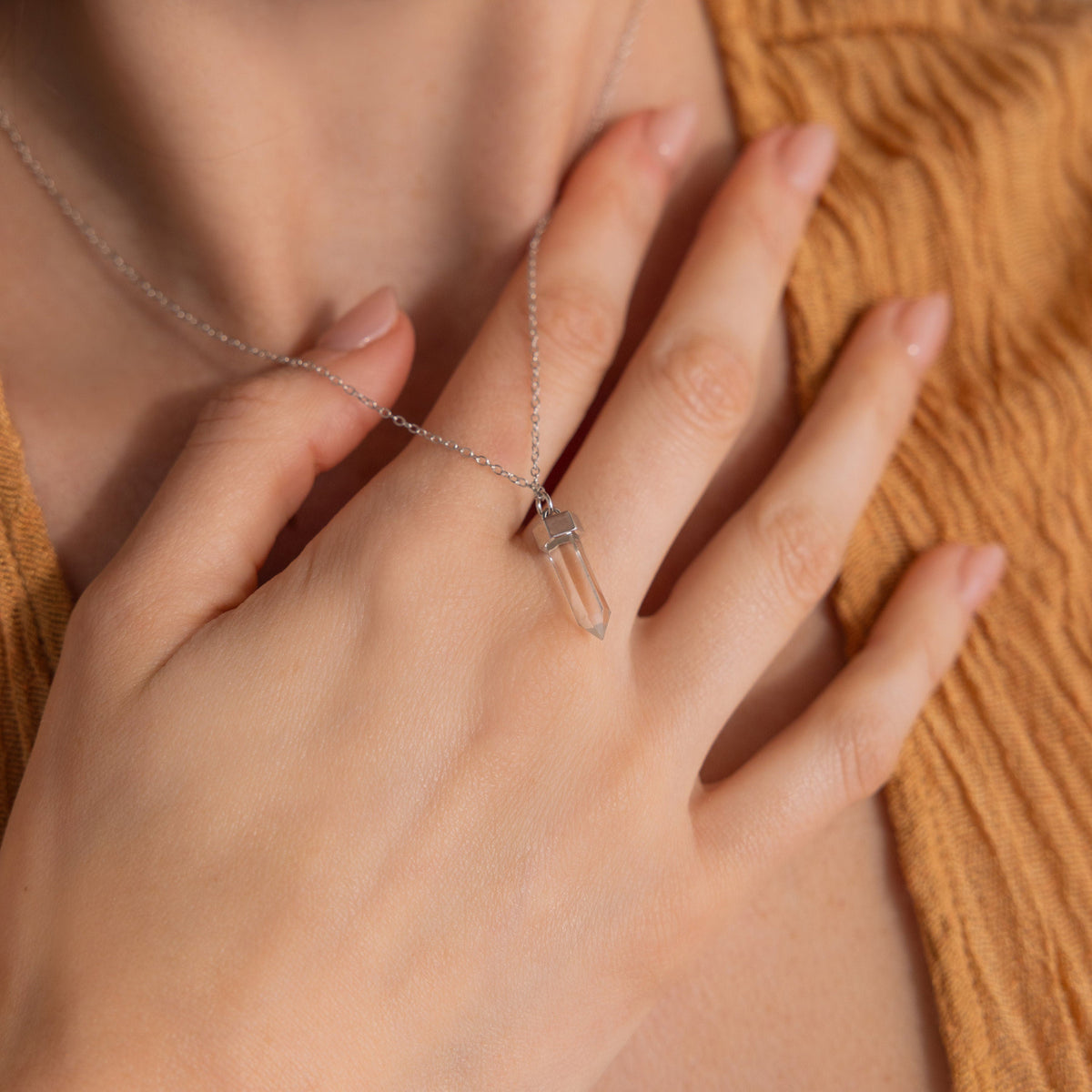 Clear quartz necklace