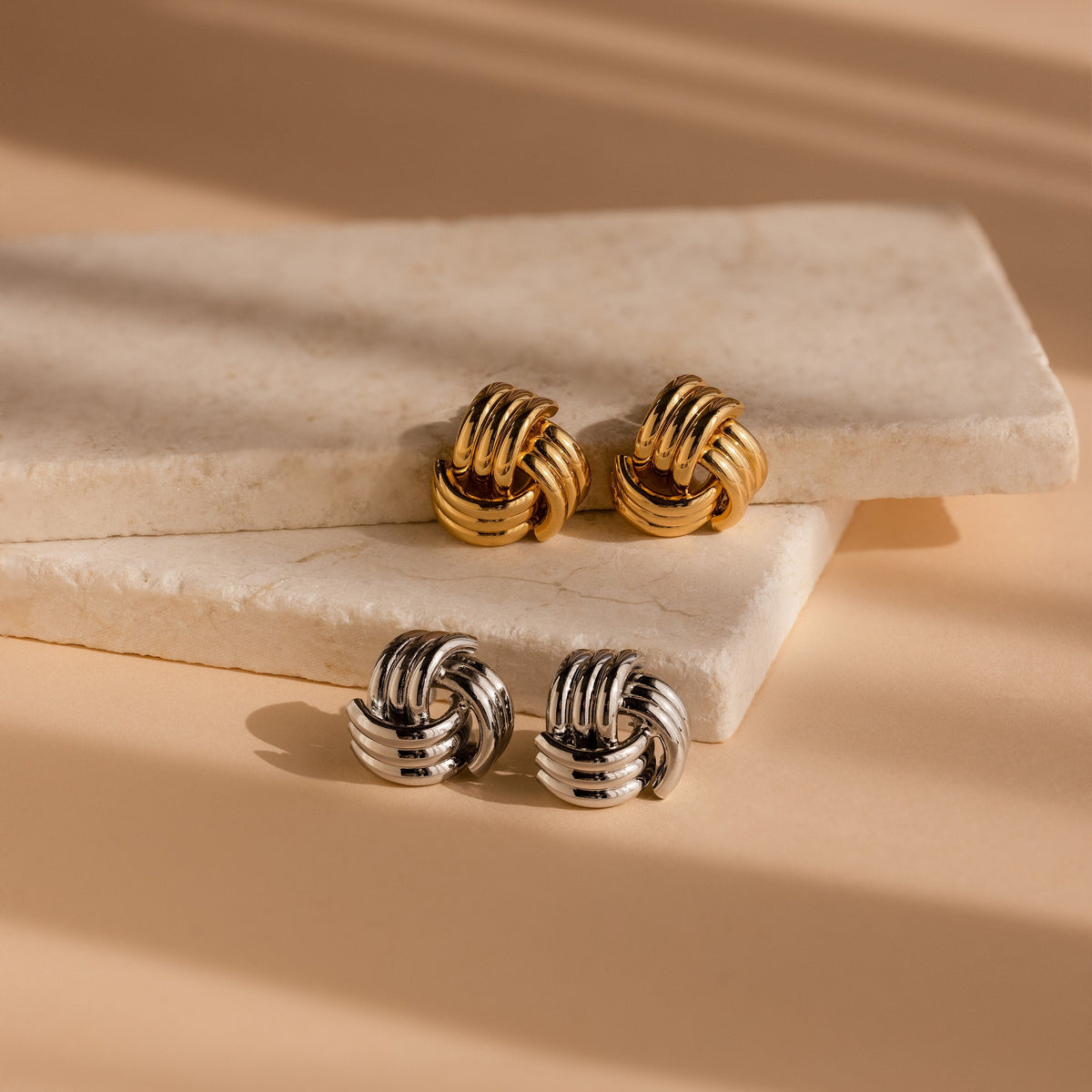 Bold triple knot studs