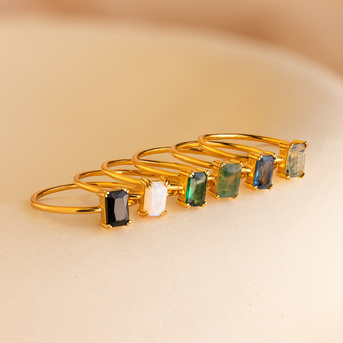 Emerald-cut opal ring