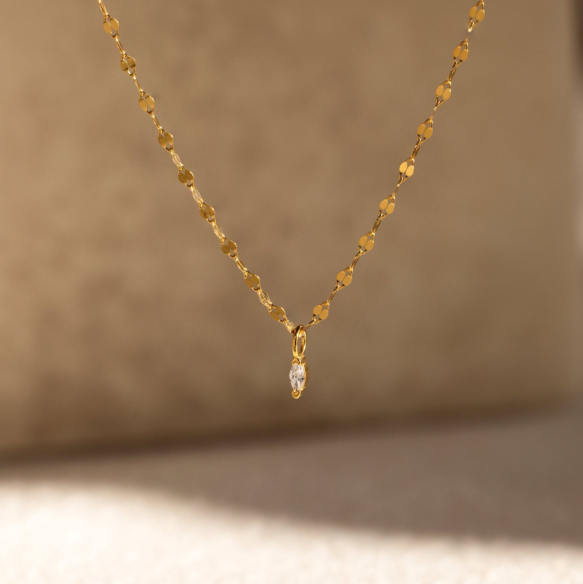 Dainty marquise pendant necklace