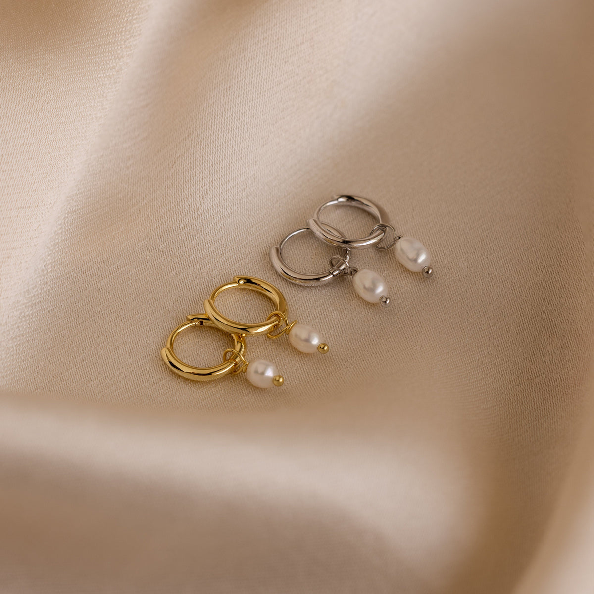 Dainty pearl huggies