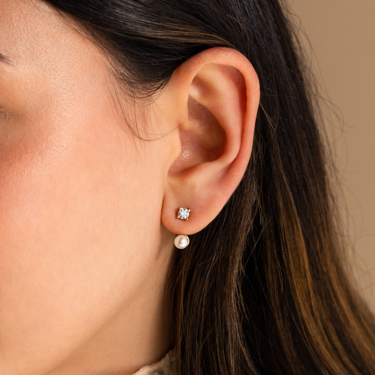 Diamond pearl ear jackets
