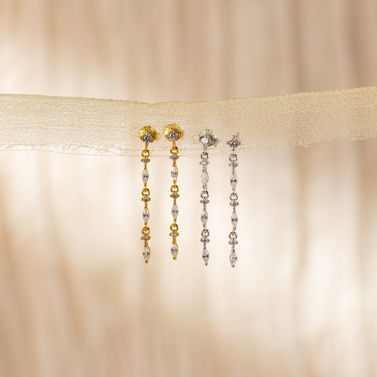 Dainty diamond drop earrings