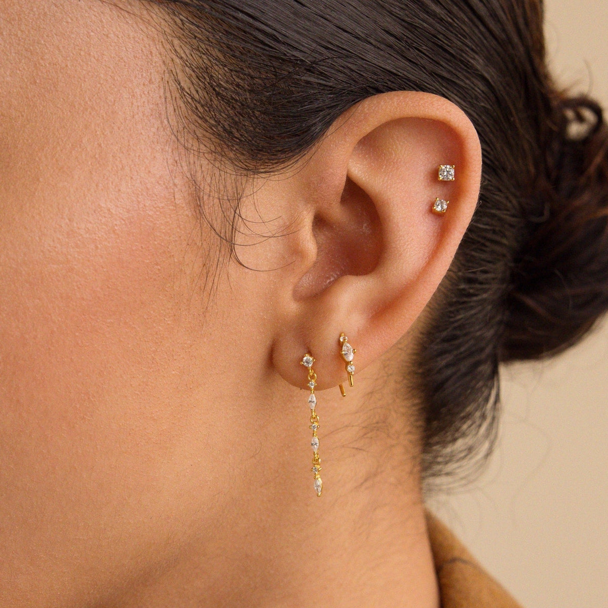 Dainty diamond drop earrings