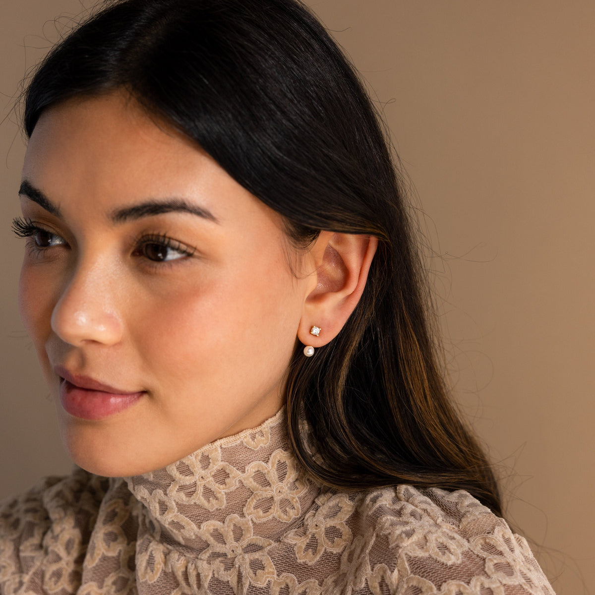 Diamond pearl ear jackets
