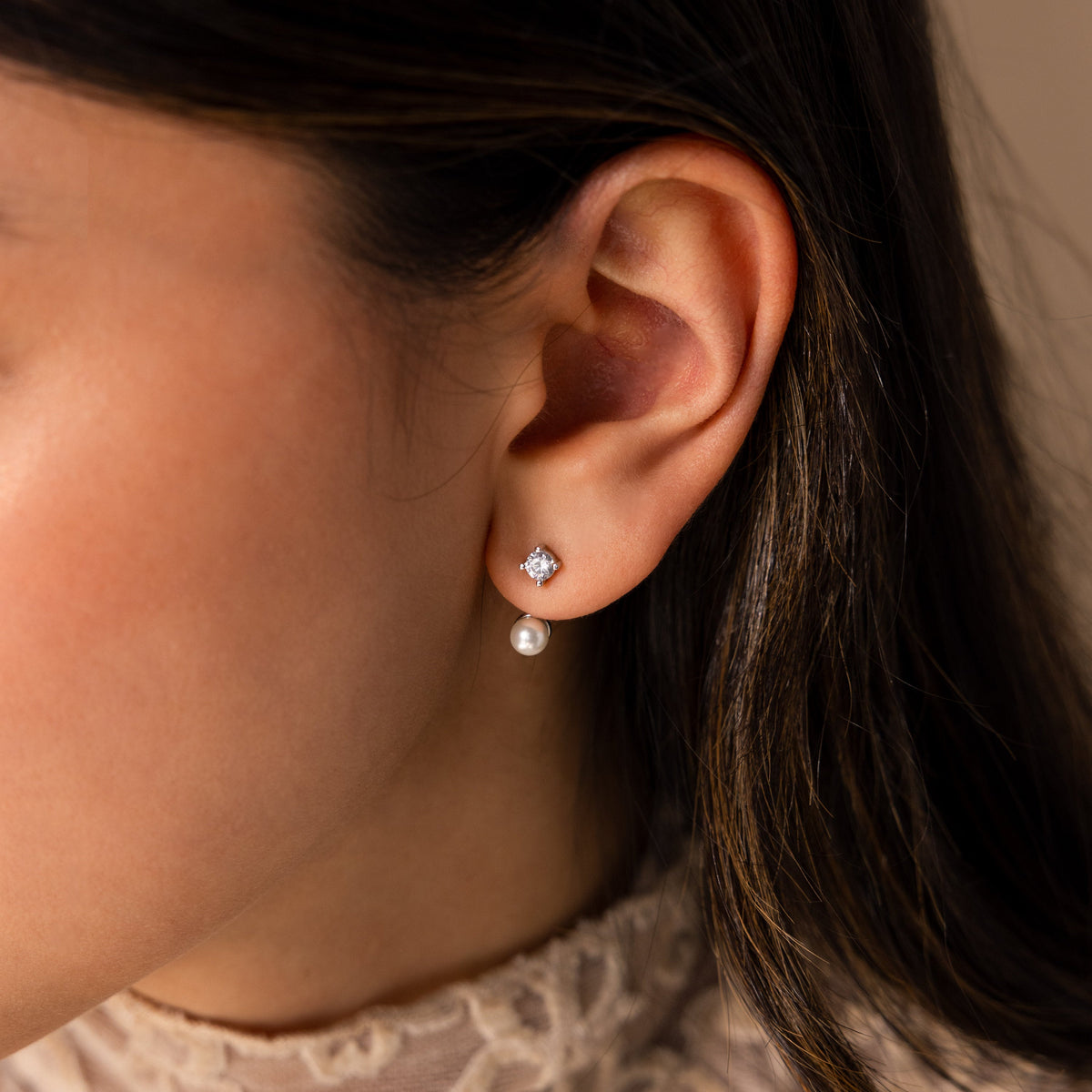 Diamond pearl ear jackets