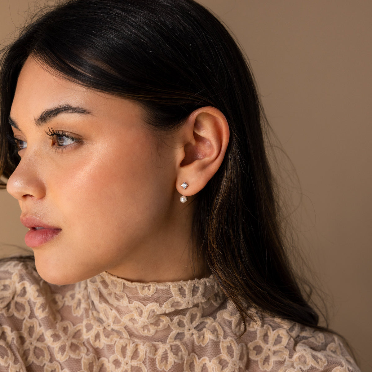 Diamond pearl ear jackets
