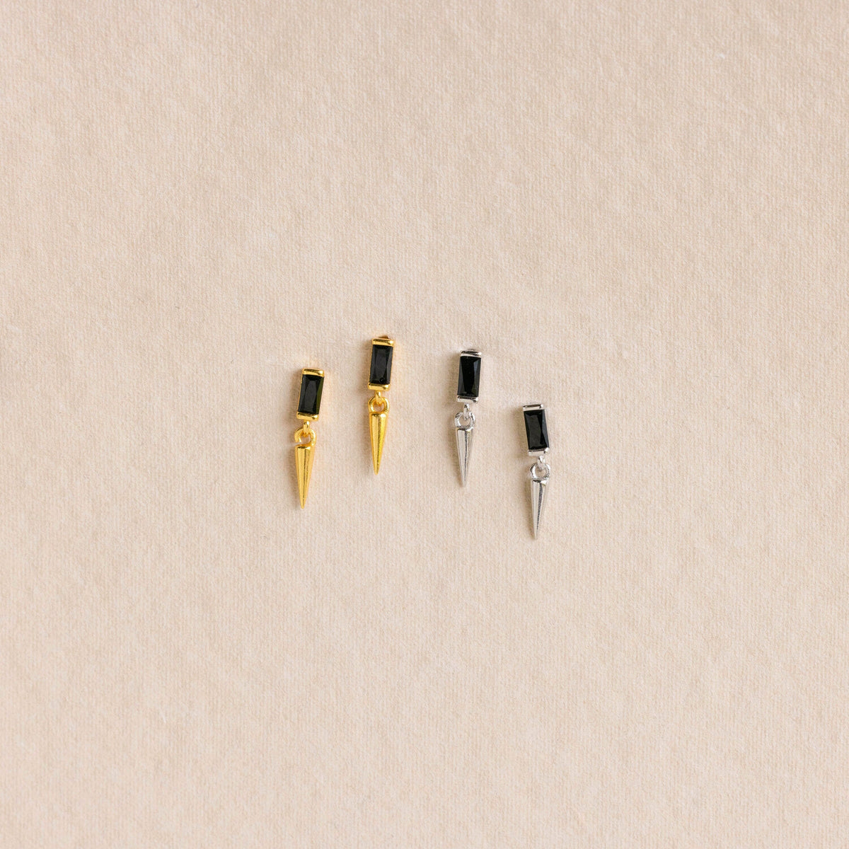 Onyx dagger drop earrings