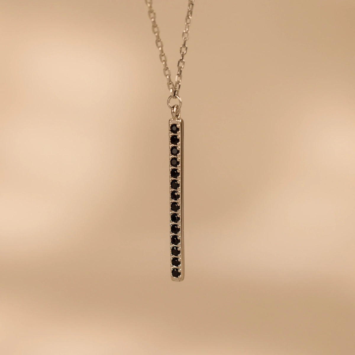 Onyx bar pendant necklace