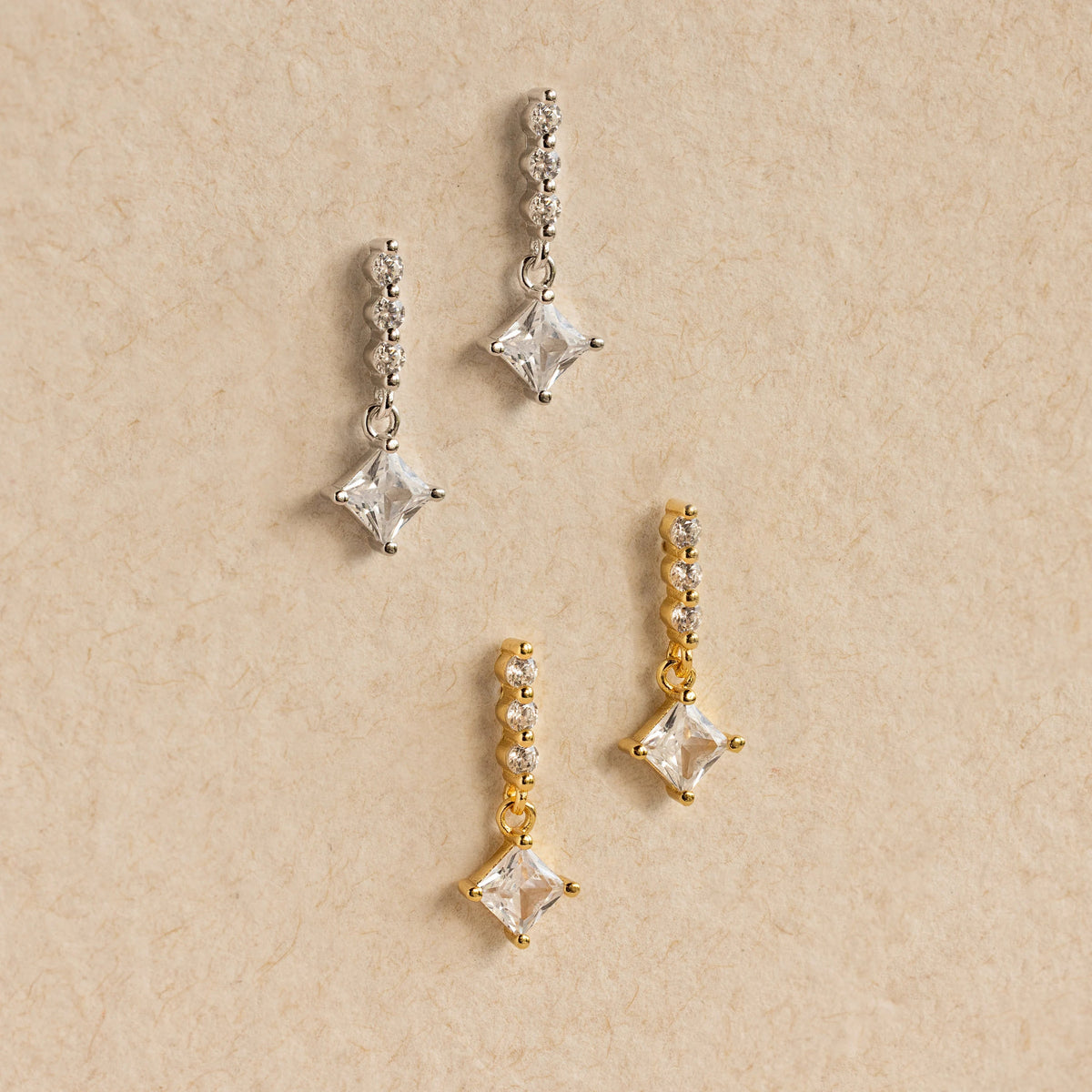 Princess diamond drop studs 4