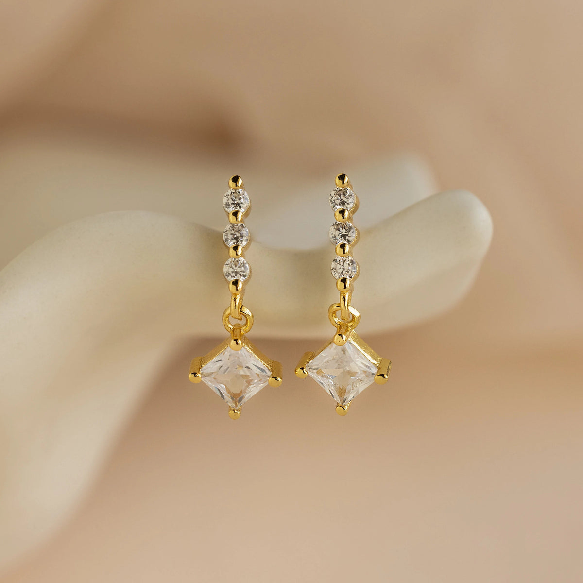 Princess diamond drop studs 2