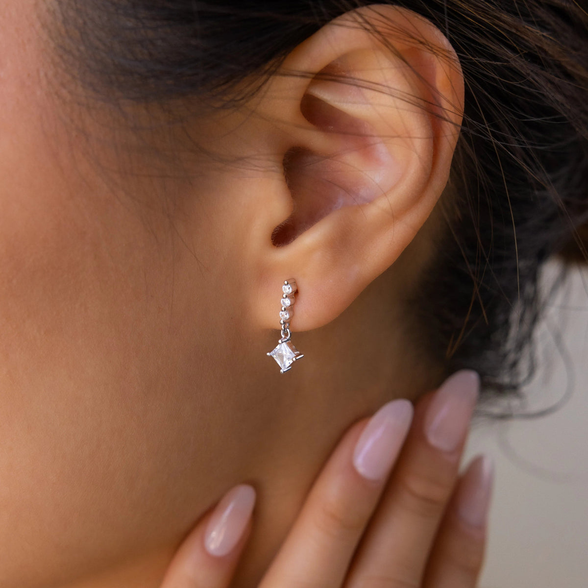 Princess diamond drop studs 5