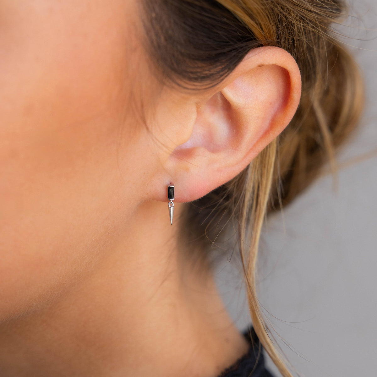 Onyx dagger drop earrings