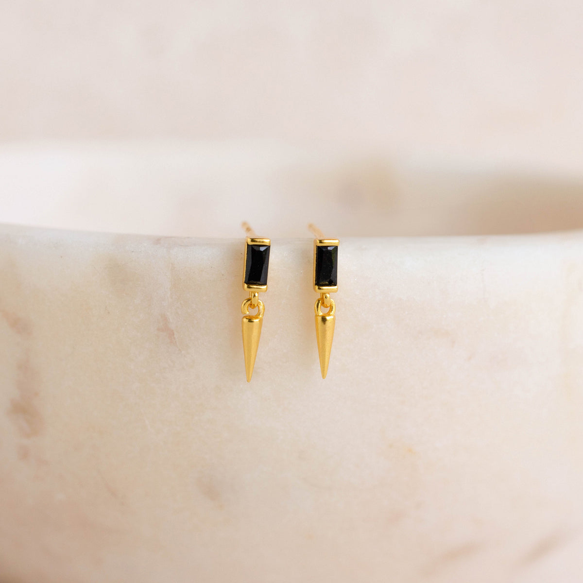 Onyx dagger drop earrings