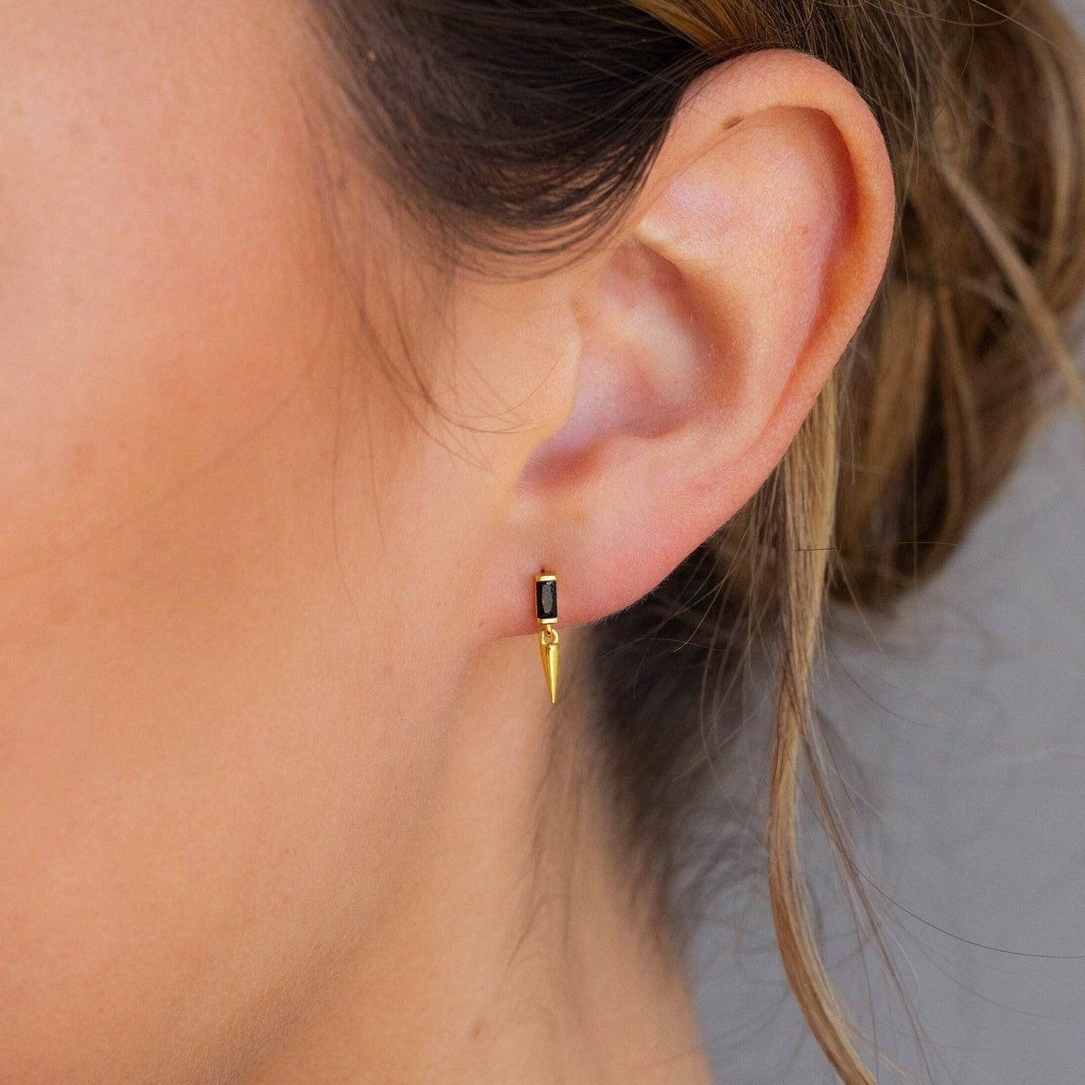 Onyx dagger drop earrings
