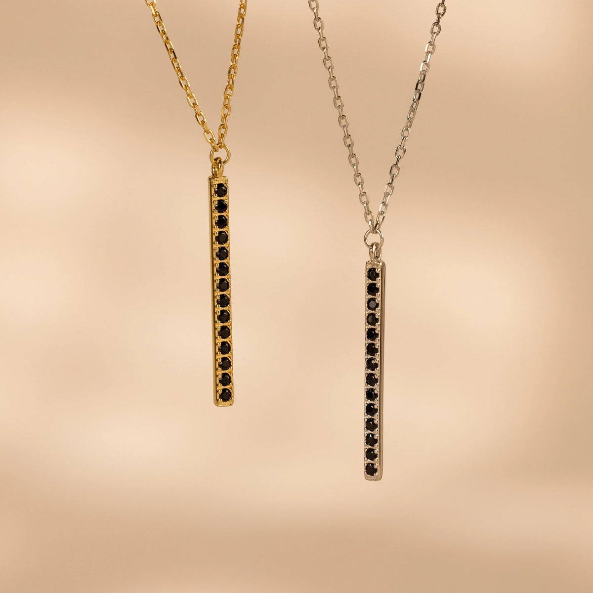 Onyx bar pendant necklace