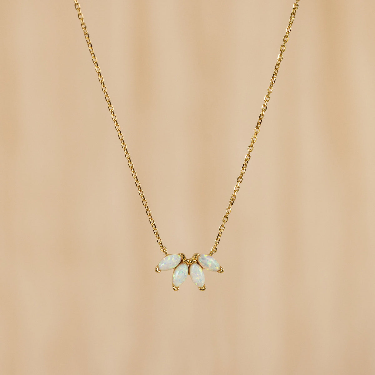 White opal marquise necklace