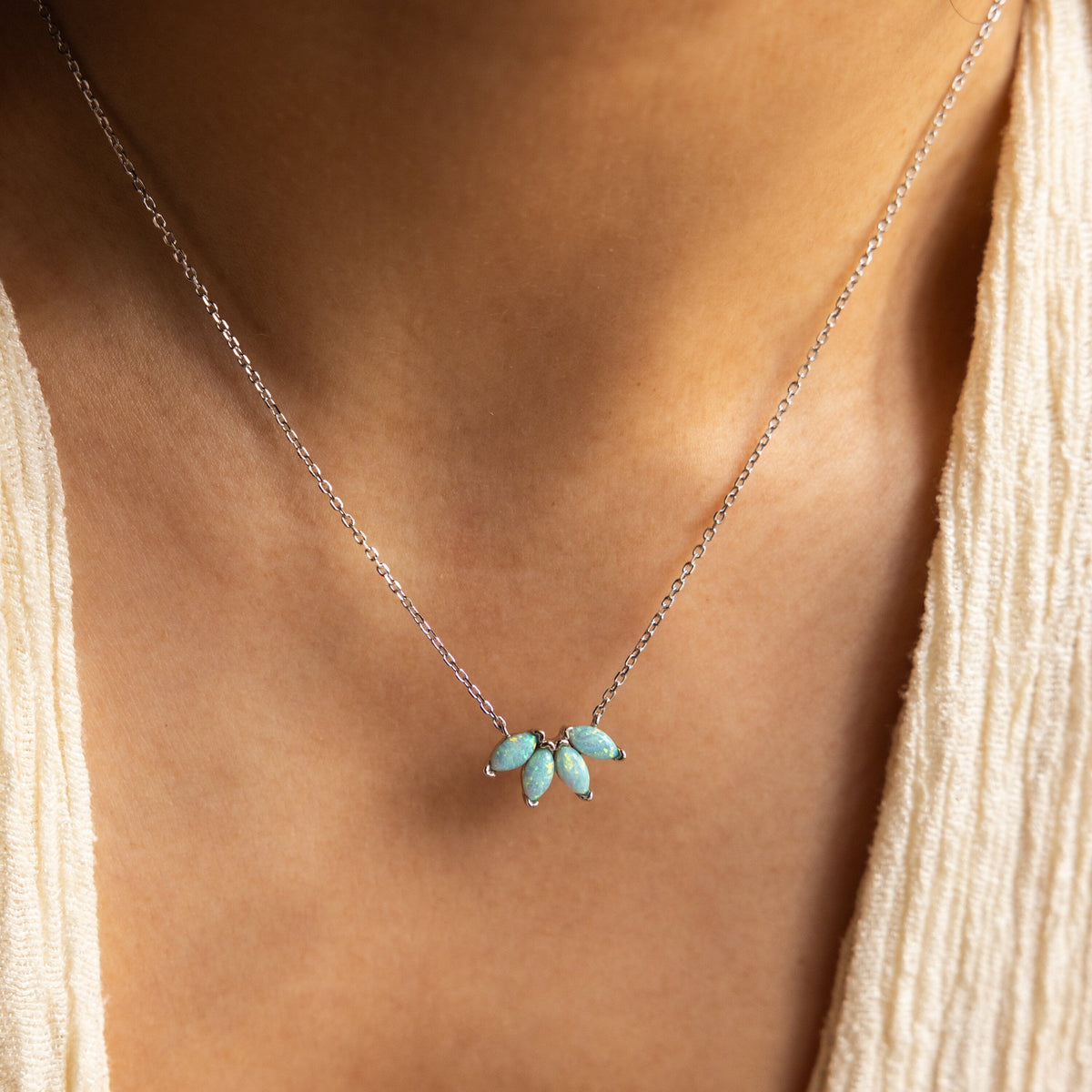 Turquoise opal marquise necklace