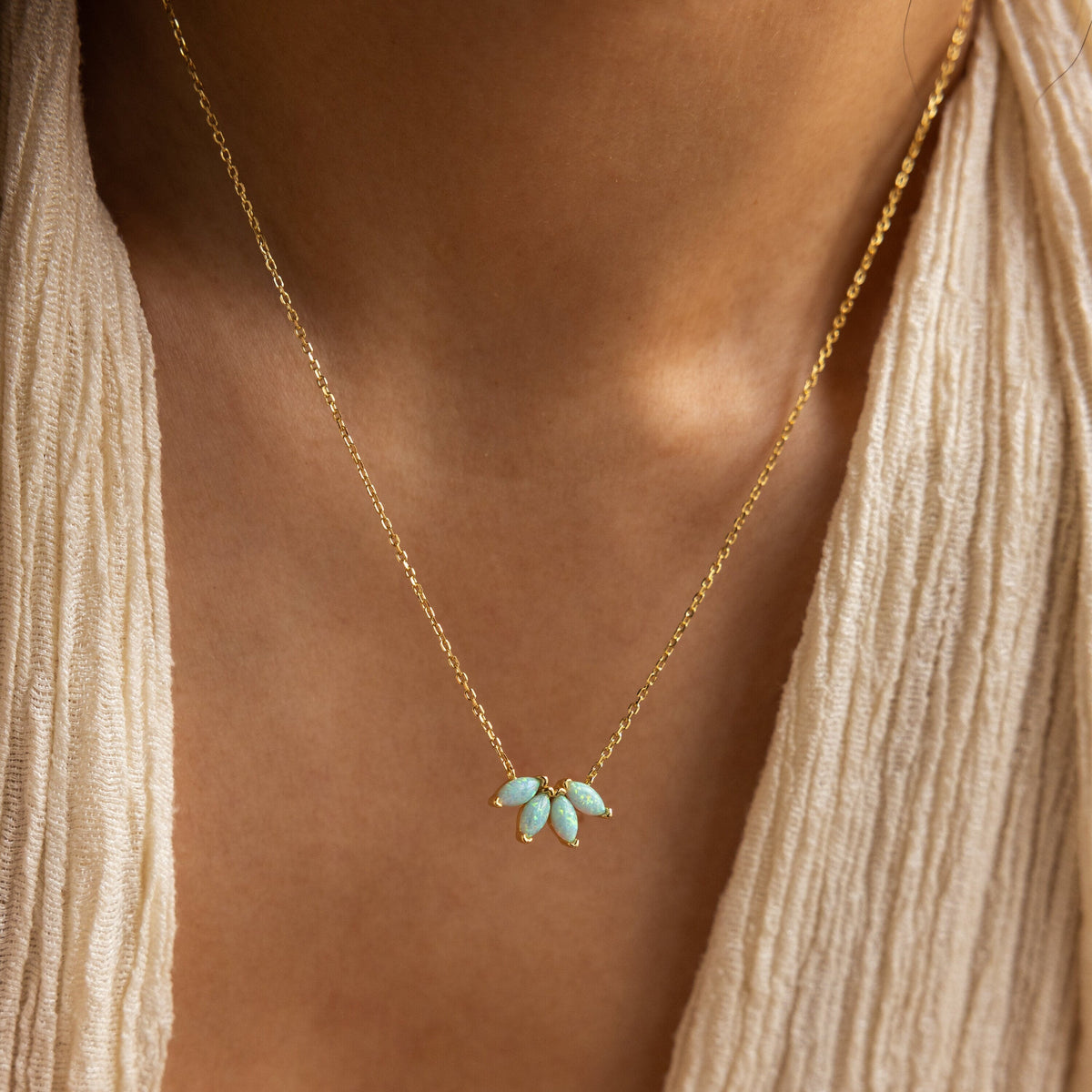 Turquoise opal marquise necklace