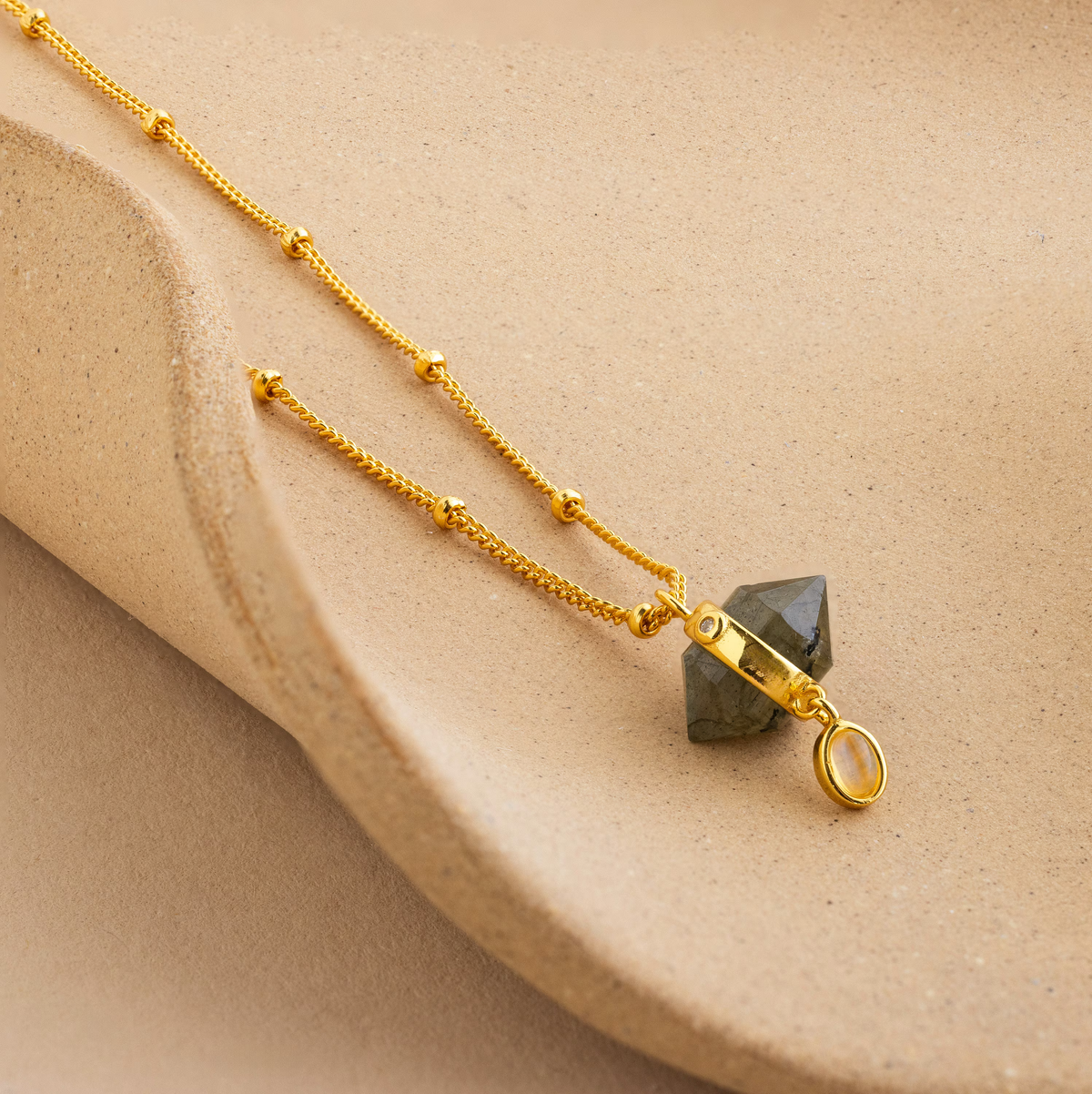 Labradorite & moonstone drop necklace