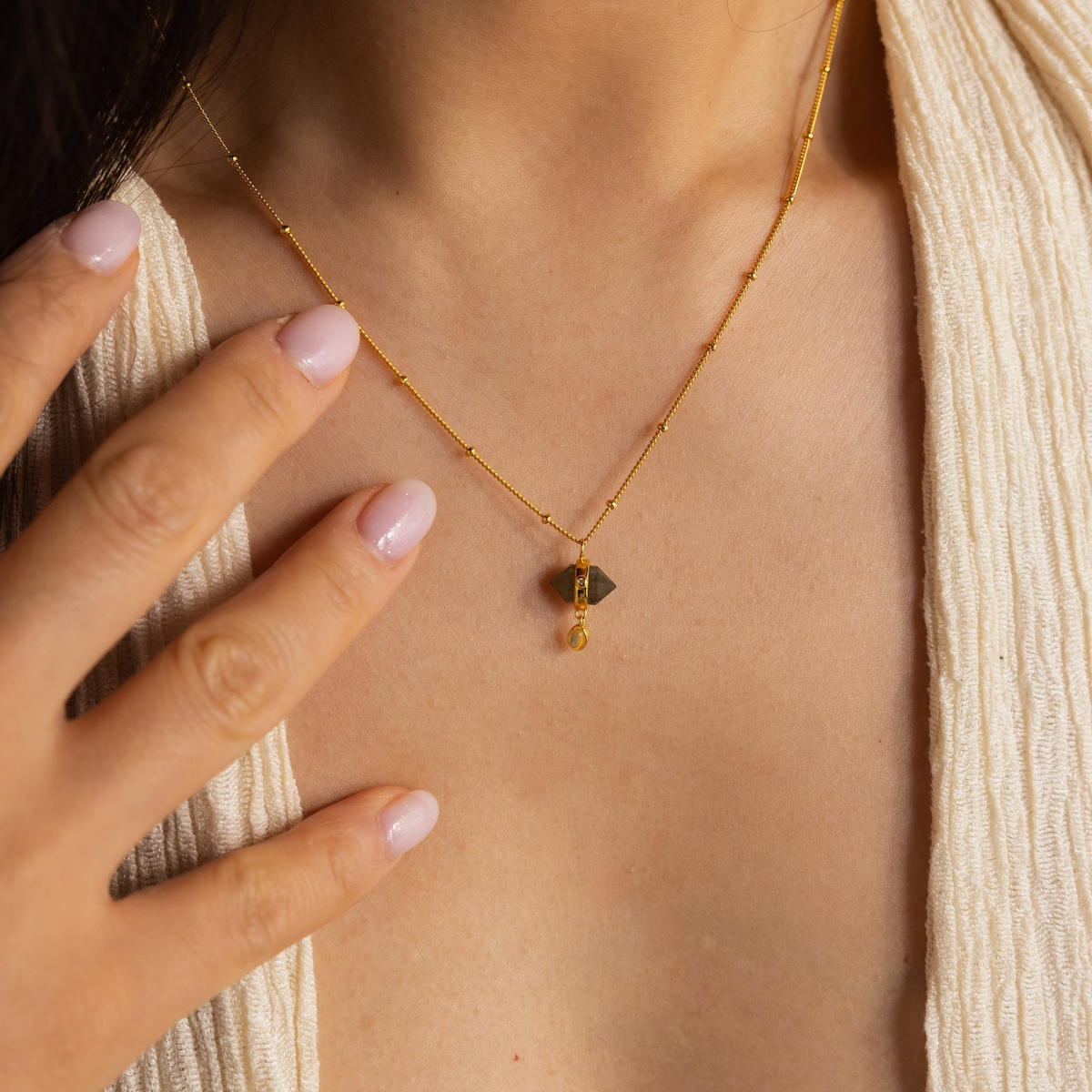 Labradorite & moonstone drop necklace