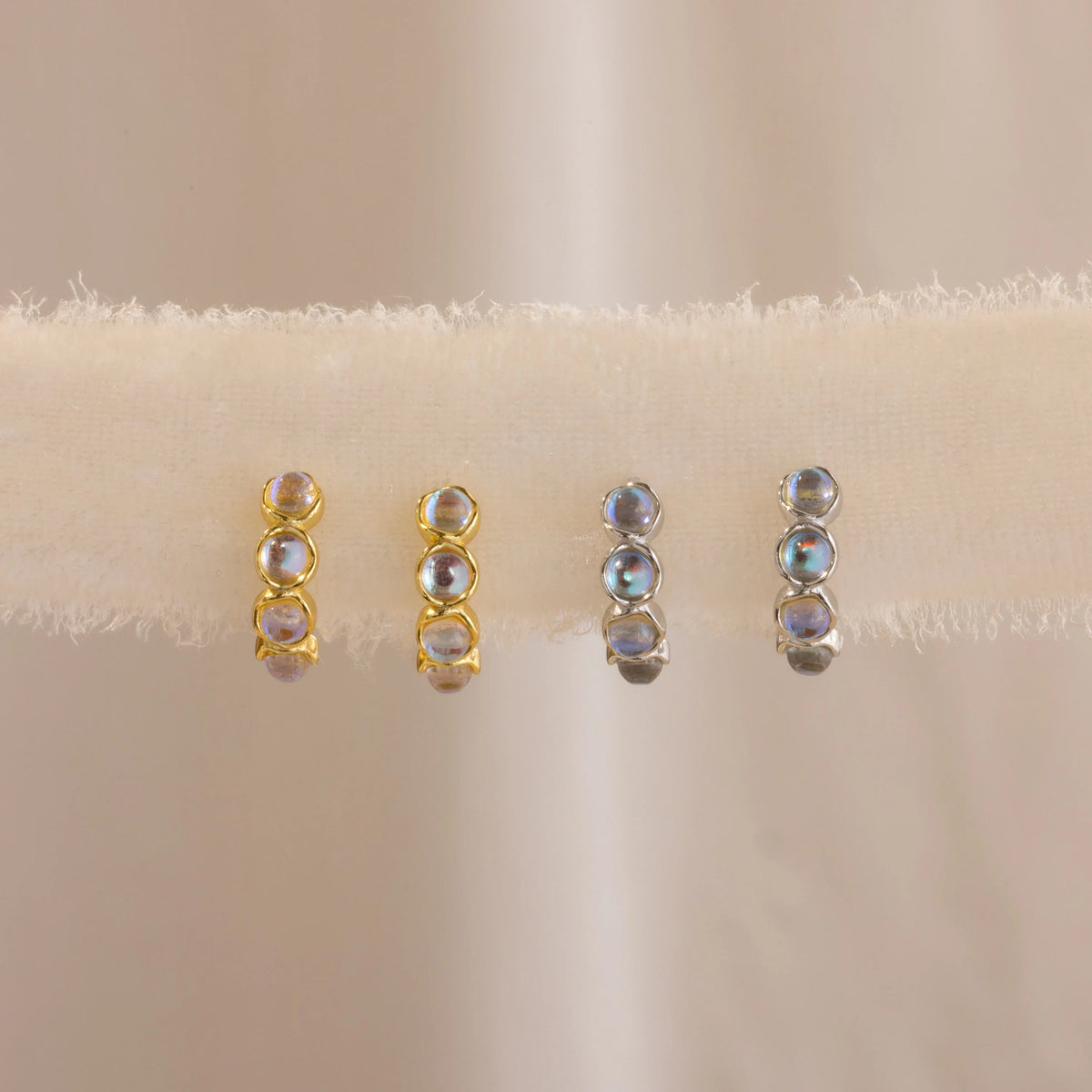 Clear moonstone huggies
