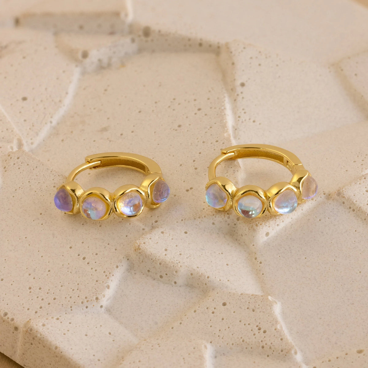 Clear moonstone huggies