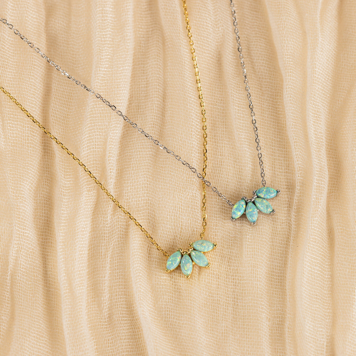 Turquoise opal marquise necklace
