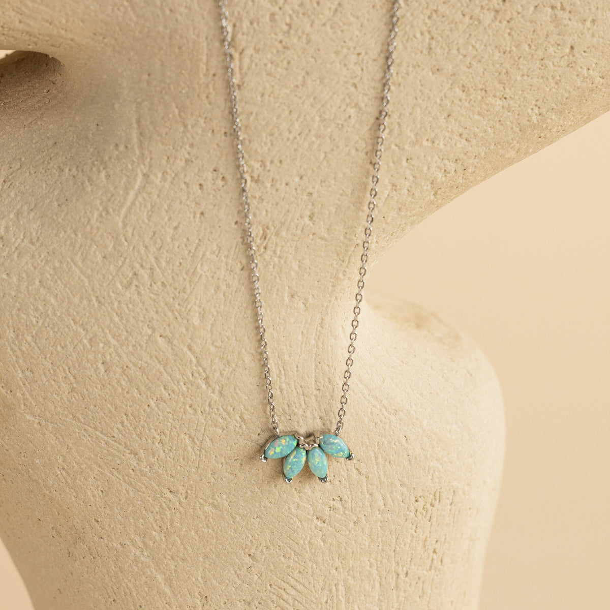 Turquoise opal marquise necklace