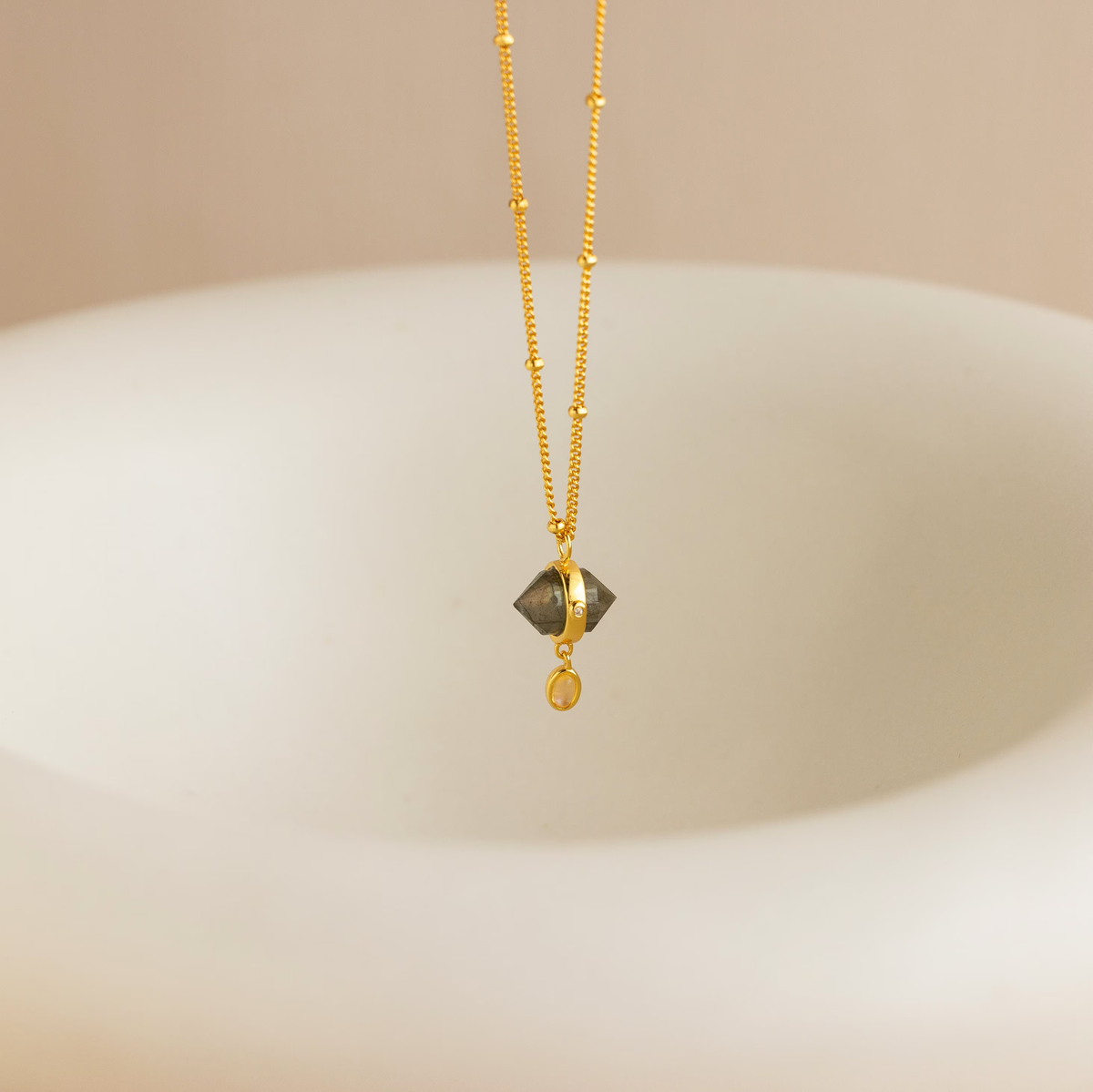 Labradorite & moonstone drop necklace