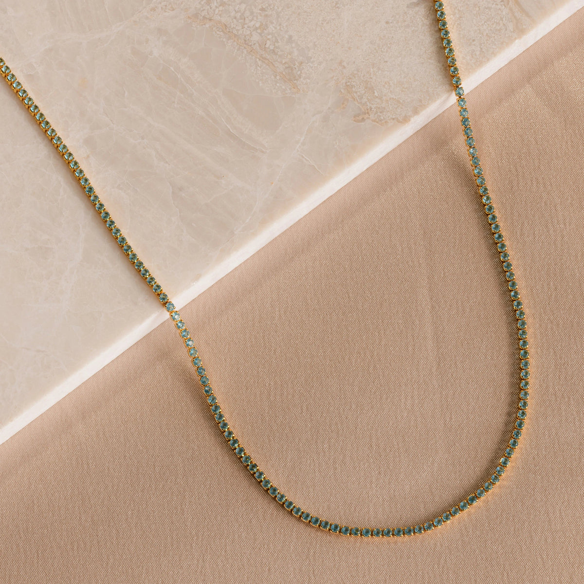 Aquamarine tennis choker necklace