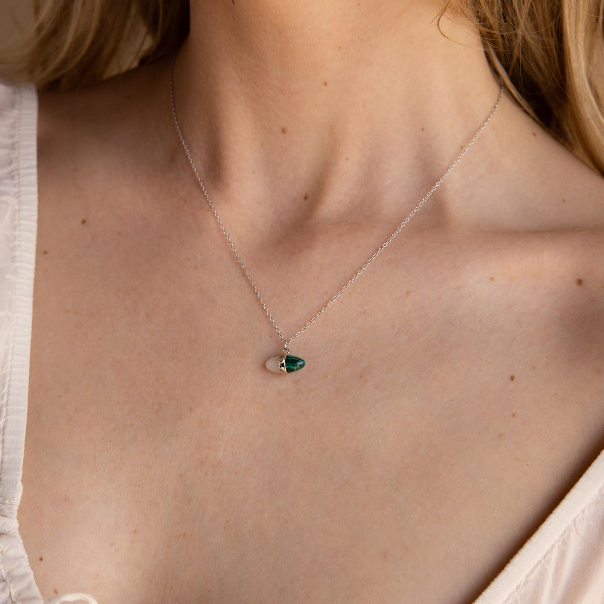 Malachite & moonstone necklace