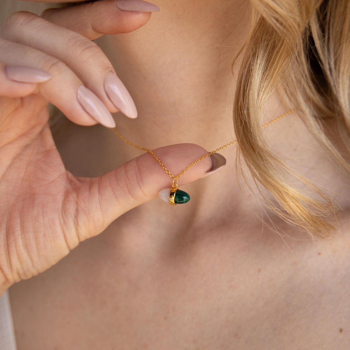 Malachite & moonstone necklace
