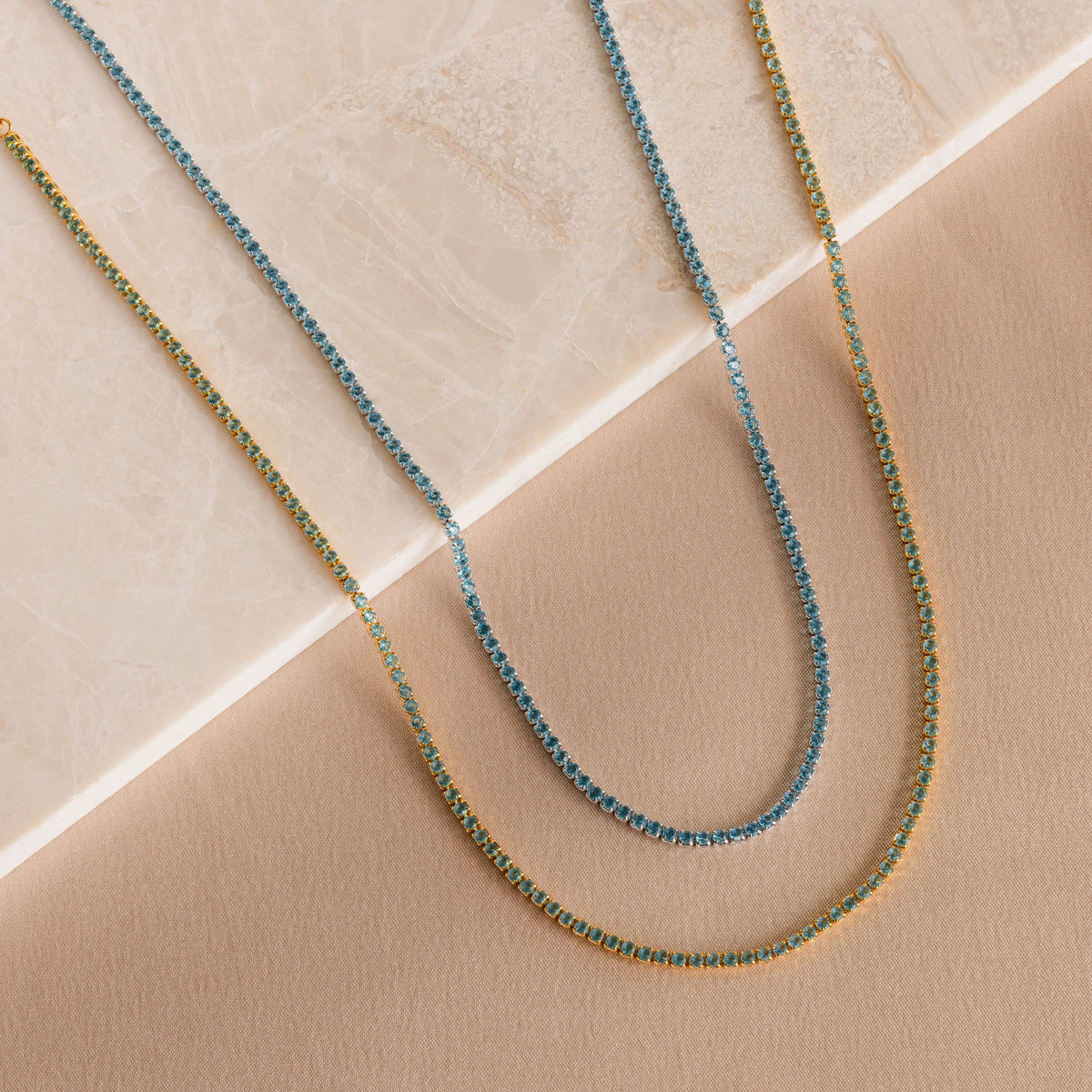 Aquamarine tennis choker necklace