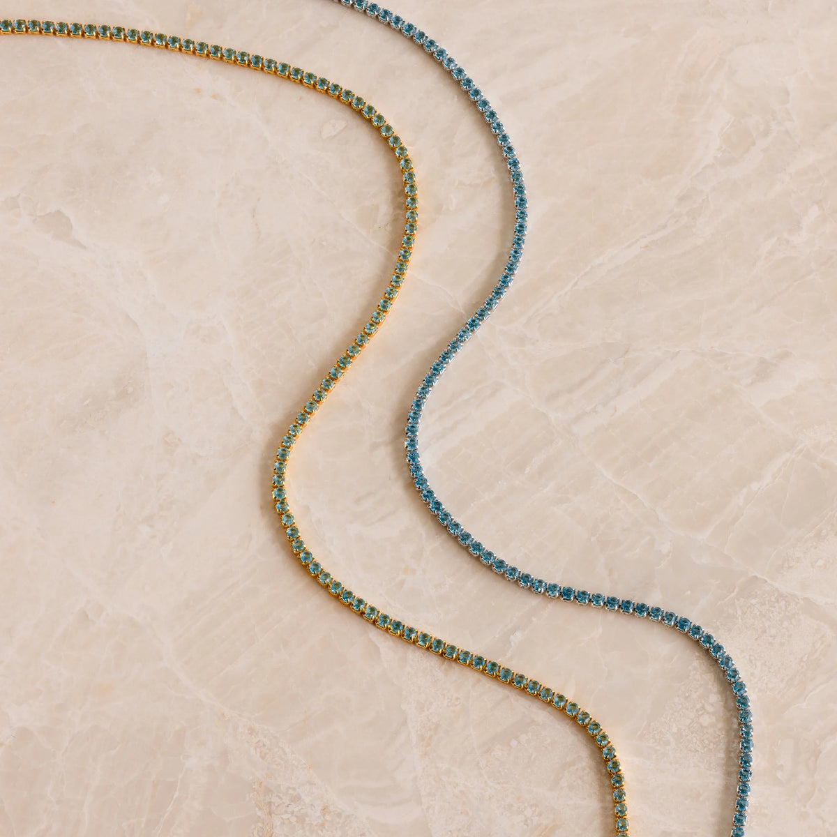 Aquamarine tennis choker necklace