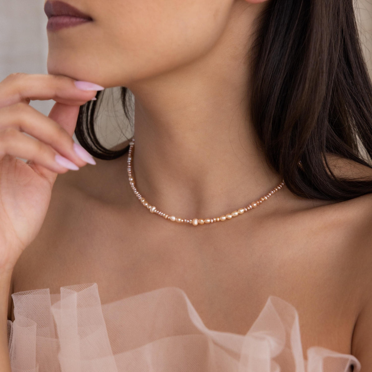 Blush pearl beaded necklace