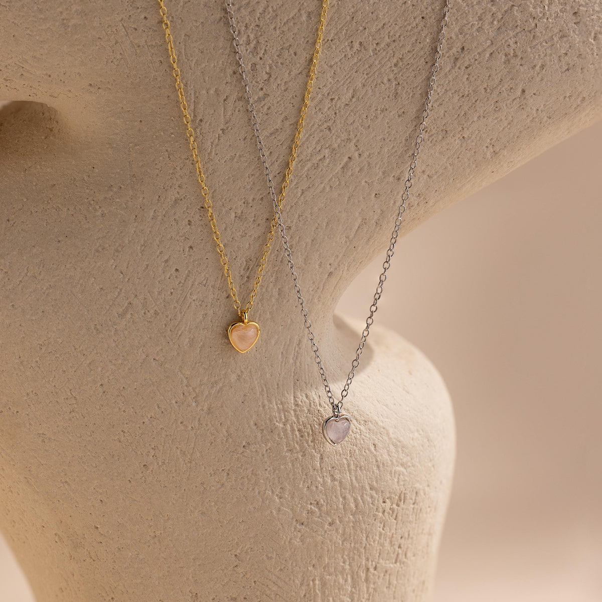 Tiny rose quartz heart necklace